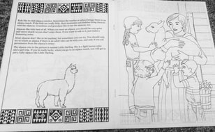 A black and white activity book for children with facts about alpacas and pictures for coloring is available for sale at this alpaca store.
